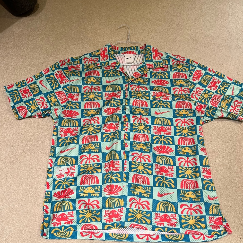 Nike Red and Blue Casual Button Down Shirt